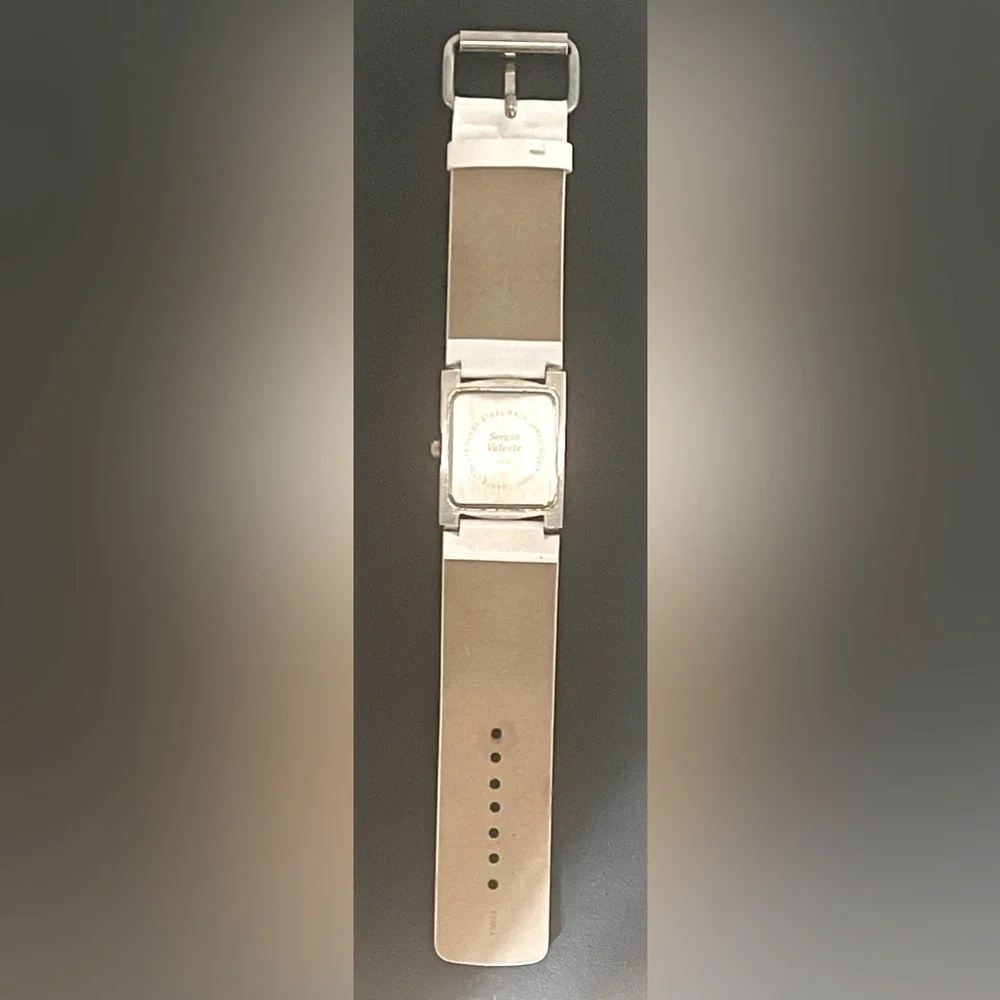 Modern Funky Sergio Valente Watch Square White Black Quartz Retro Groovy Whimsy